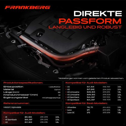 Frankberg 1x Kühlerschlauch Turboschlauch für VW Golf Alltrack VII Variant Audi A1 Sportback A3 Cabriolet Seat Skoda Bild Frankberg 1x Kühlerschlauch Turboschlauch für VW Golf Alltrack VII Variant Audi A1 Sportback A3 Cabriolet Seat Skoda