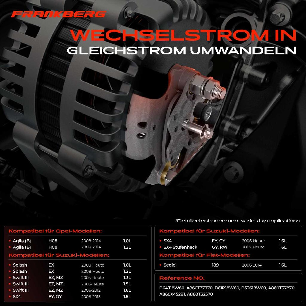 1x Gleichrichter Generator für Suzuki SX4 Splash Swift III Opel Agila (B)