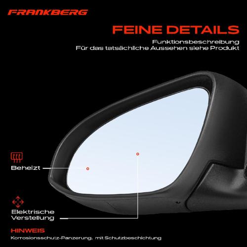 Frankberg 1x Außenspiegel Links für Citroën C1 II PA PS Peugeot 108 Toyota Aygo B4 2014-2024 Bild Frankberg 1x Außenspiegel Links für Citroën C1 II PA PS Peugeot 108 Toyota Aygo B4 2014-2024