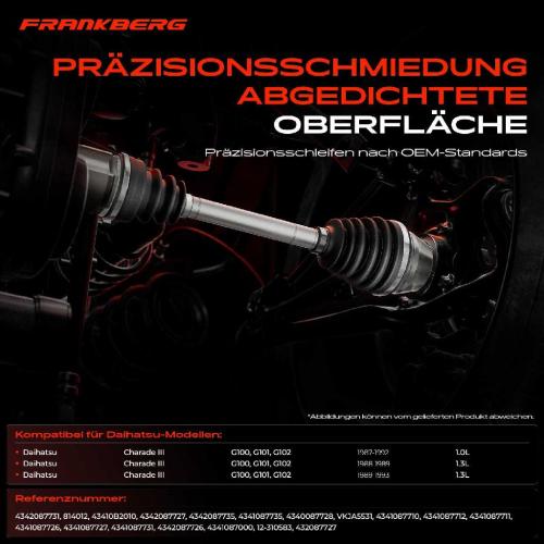 Frankberg 1x Antriebswelle Gelenksatz Vorderachse f r Daihatsu Charade 3 G100 G101 G102 1987-1992 Bild Frankberg 1x Antriebswelle Gelenksatz Vorderachse f r Daihatsu Charade 3 G100 G101 G102 1987-1992