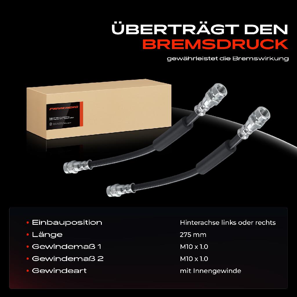 2x Bremsschlauch Bremsschläuche Hinten für Audi TT 8J3 TT Roadster 8J9 1.8L-3.2L