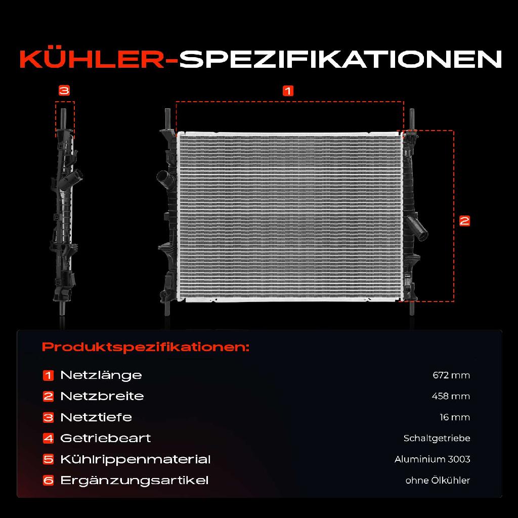 1x Kühler Wasserkühler Motorkühler für Ford Transit 2.2 TDCi 2006-2014