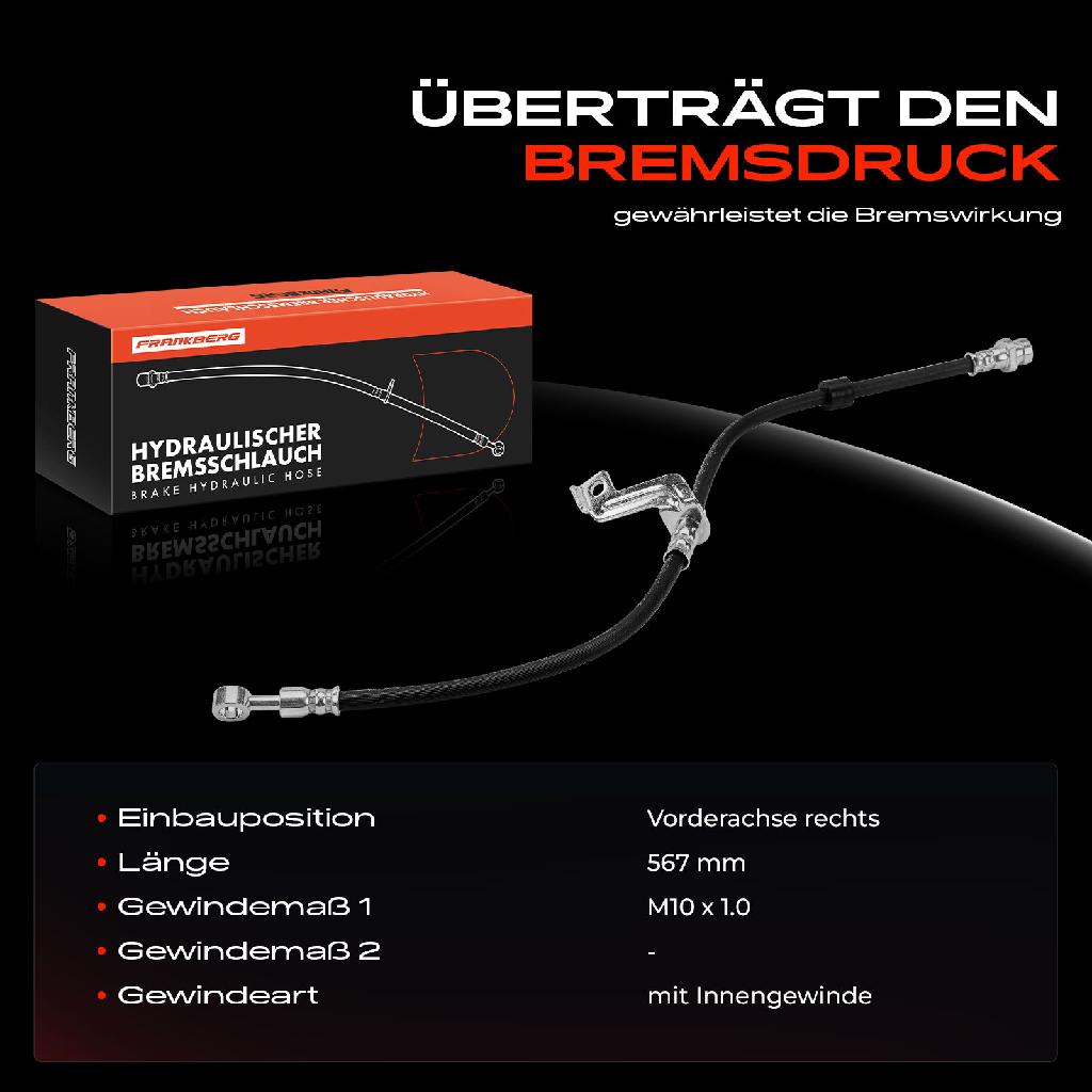 1x Bremsschlauch Bremsschläuche Vorderachse Rechts für KIA Sorento III UM Bj ab 2015