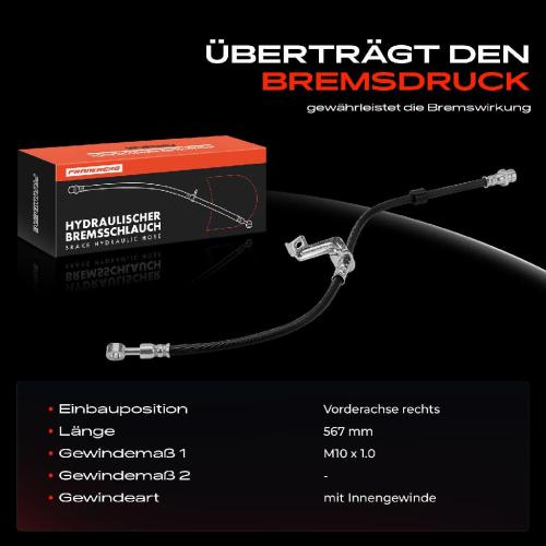 Frankberg 1x Bremsschlauch Bremsschläuche Vorderachse Rechts für KIA Sorento III UM Bj ab 2015 Bild Frankberg 1x Bremsschlauch Bremsschläuche Vorderachse Rechts für KIA Sorento III UM Bj ab 2015