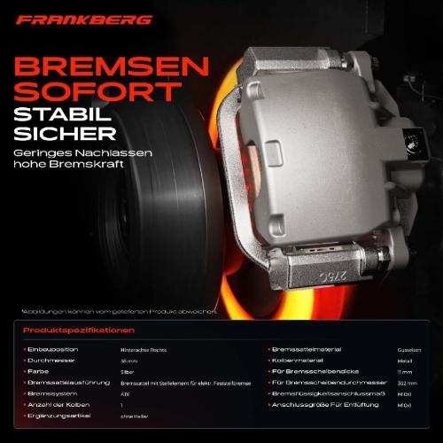 Frankberg 1x Bremssattel Hinterachse Rechts für Ford Galaxy MK III Van Kuga II Mondeo V Turnier S-Max Bild Frankberg 1x Bremssattel Hinterachse Rechts für Ford Galaxy MK III Van Kuga II Mondeo V Turnier S-Max
