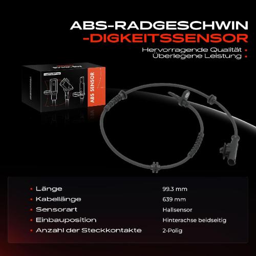 Frankberg 1x ABS Sensor Hinterachse beidseitig für Fiat 500L 351 352 0.9L 1.2L 1.4L 1.6L Bj ab 2012 Bild Frankberg 1x ABS Sensor Hinterachse beidseitig für Fiat 500L 351 352 0.9L 1.2L 1.4L 1.6L Bj ab 2012