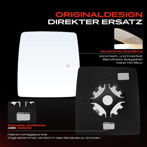 1x Spiegelglas Außenspiegel rechts für Opel Combo Tour Combo Kasten/MPV Corsa C Kasten/Schrägheck Bild 1x Spiegelglas Außenspiegel rechts für Opel Combo Tour Combo Kasten/MPV Corsa C Kasten/Schrägheck