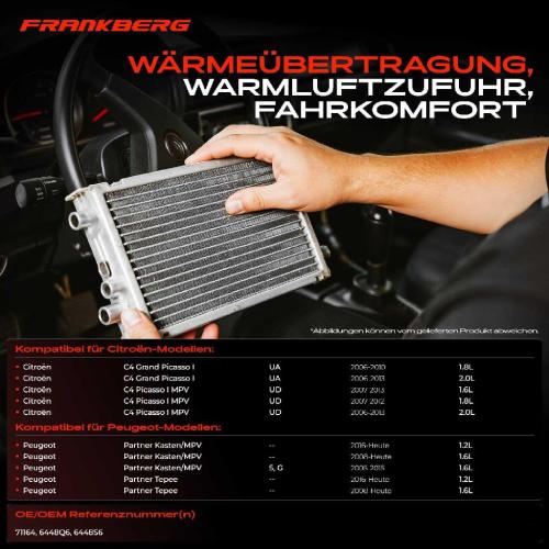 1x Wärmetauscher Innenraumheizung für Citroën Berlingo B9 C4 Grand Picasso I Peugeot Partner 1.2L-2.0L Bild 1x Wärmetauscher Innenraumheizung für Citroën Berlingo B9 C4 Grand Picasso I Peugeot Partner 1.2L-2.0L