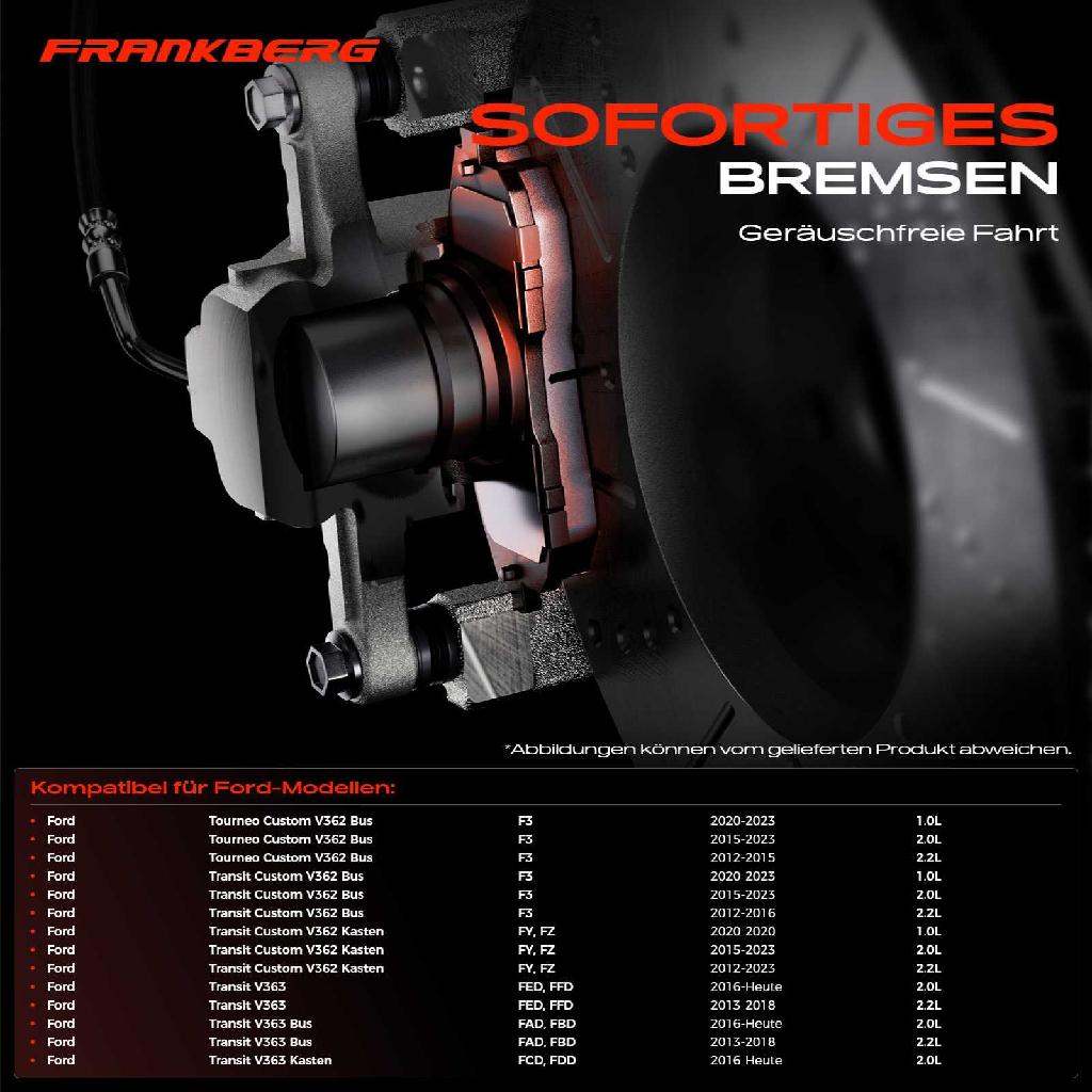 4x Bremsbeläge Vorderachse für Ford Tourneo Custom V362 Bus Transit Kasten V363 Pritsche/Fahrgestell