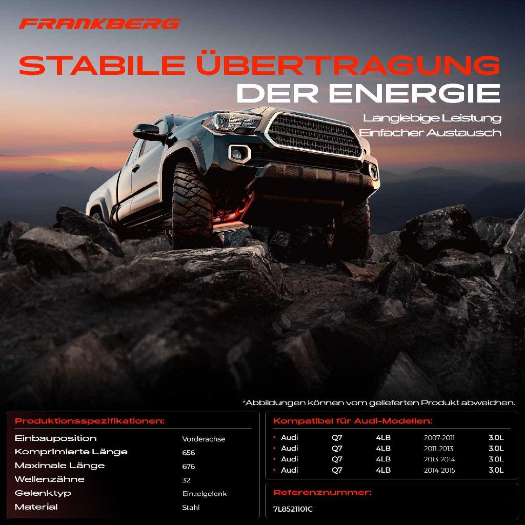 1x Kardanwelle Gelenkwelle Vorderachse für Audi Q7 4LB 3.0L 2007-2015