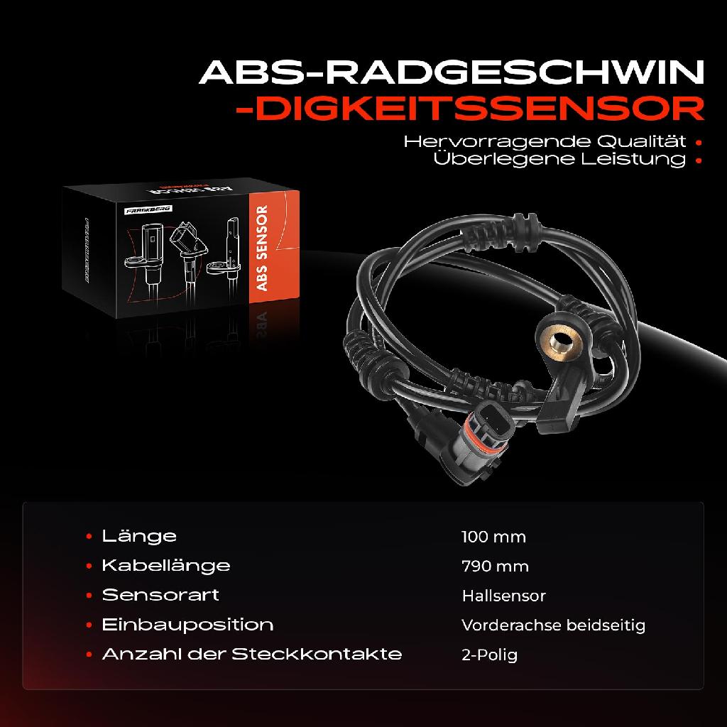 1x ABS Sensor Vorderachse beidseitig für Mercedes-Benz GL-Klasse X164 M-Klasse W164 3.5L 5.0L 6.2L 2005-2012