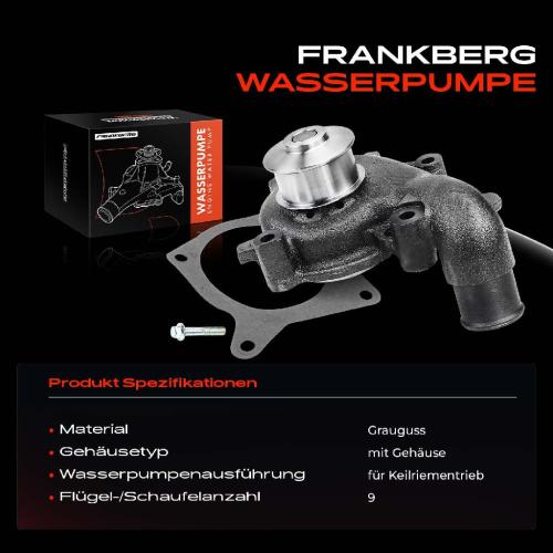 Frankberg 1x Wasserpumpe Kühlwasserpumpe für Ford Escort V IV VI Fiesta III Orion II Mazda 121 III 1.8L Bild Frankberg 1x Wasserpumpe Kühlwasserpumpe für Ford Escort V IV VI Fiesta III Orion II Mazda 121 III 1.8L