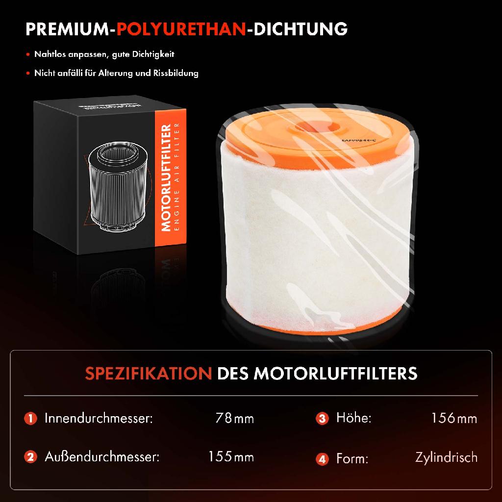 1x Luftfilter Filtereinsatz für Audi A6 4A2 4AH 4A5 A7 Sportback 4KA 2.0L ab 2018