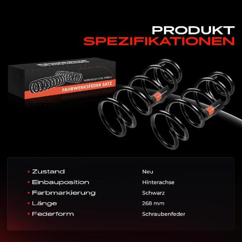 2x Fahrwerksfeder Hinterachse für MINI Mini R56 Mini Coupe R58 1.6L 2006-2015 Bild 2x Fahrwerksfeder Hinterachse für MINI Mini R56 Mini Coupe R58 1.6L 2006-2015