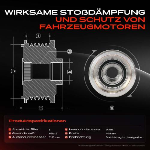 1x Generatorfreilauf Lichtmaschine für VW Golf Tiguan Audi A3 A4 Q2 Q3 Seat Skoda Bild 1x Generatorfreilauf Lichtmaschine für VW Golf Tiguan Audi A3 A4 Q2 Q3 Seat Skoda