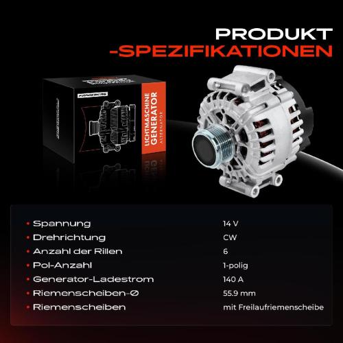 Frankberg 1x Lichtmaschine Generator für VW Golf VII Passat Audi A1 A3 Q2 Q3 TT 1.8L 2.0L Bild Frankberg 1x Lichtmaschine Generator für VW Golf VII Passat Audi A1 A3 Q2 Q3 TT 1.8L 2.0L