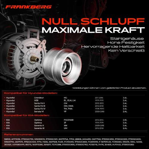 1x Generatorfreilauf Lichtmaschine für Hyundai Santa Fé 3 KIA Optima Sorento Bild 1x Generatorfreilauf Lichtmaschine für Hyundai Santa Fé 3 KIA Optima Sorento