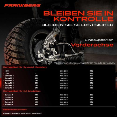 2x Spurstangenkopf Vorderachse für Hyundai iX55 Santa Fé II KIA Sorento 3.0L 3.8L 2.7L 3.3L 3.5L 2006-2016 Bild 2x Spurstangenkopf Vorderachse für Hyundai iX55 Santa Fé II KIA Sorento 3.0L 3.8L 2.7L 3.3L 3.5L 2006-2016