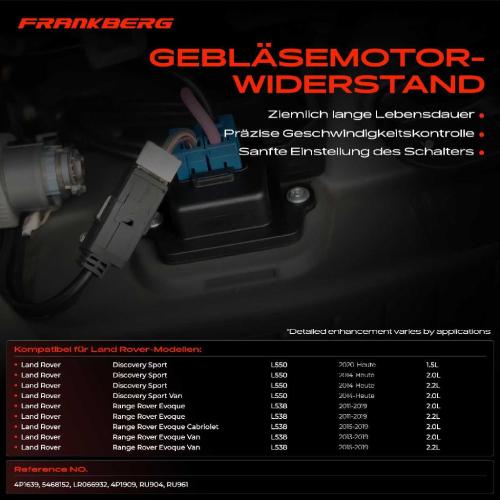 1x Widerstand Vorwiderstand Gebläsemotor für and Land Rover Range Rover Evoque L538 L550 Bild 1x Widerstand Vorwiderstand Gebläsemotor für and Land Rover Range Rover Evoque L538 L550