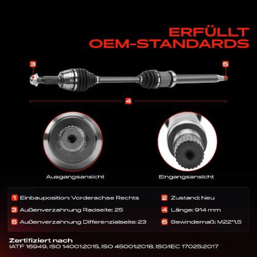 1x Antriebswelle Vorderachse Rechts für Ford Fiesta VI CB1 Tourneo Transit Courier B460 MPV Bild 1x Antriebswelle Vorderachse Rechts für Ford Fiesta VI CB1 Tourneo Transit Courier B460 MPV