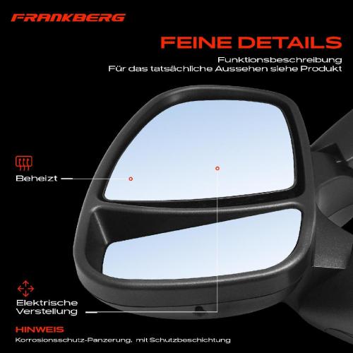 Frankberg 1x Außenspiegel Links für Opel Vivaro A Pritsche Combi Nissan Primastar Bus Renault Bild Frankberg 1x Außenspiegel Links für Opel Vivaro A Pritsche Combi Nissan Primastar Bus Renault