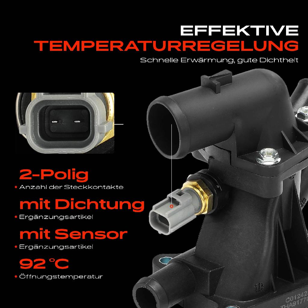 1x Thermostat Kühlmittel für Ford B-Max JK C-Max II Fiesta Focus III Transit