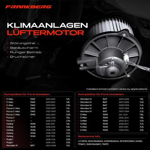 Frankberg 1x Gebläsemotor Innenraumgebläse für Ford Focus C-Max Focus II Galaxy Kuga I Mondeo Bild Frankberg 1x Gebläsemotor Innenraumgebläse für Ford Focus C-Max Focus II Galaxy Kuga I Mondeo