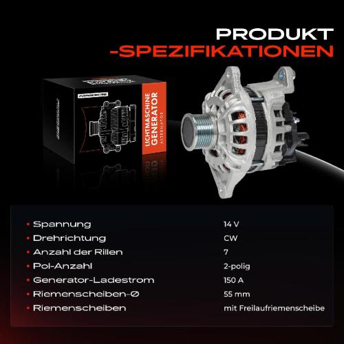 1x Lichtmaschine Generator für Fiat Ducato Kasten Bus 250 2.3L Bj ab 2016 Bild 1x Lichtmaschine Generator für Fiat Ducato Kasten Bus 250 2.3L Bj ab 2016