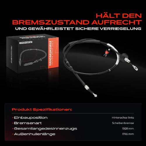1x Seilzug Feststellbremse Hinterachse links für Audi A4 8E2 8EC 8E5 8ED 8H7 3.0L Bild 1x Seilzug Feststellbremse Hinterachse links für Audi A4 8E2 8EC 8E5 8ED 8H7 3.0L