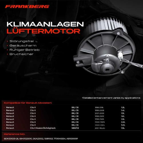 1x Gebläsemotor Innenraumgebläse für Renault Clio II BB CB SB0/1/2 1.2L-3.0L Bj ab 1998 Bild 1x Gebläsemotor Innenraumgebläse für Renault Clio II BB CB SB0/1/2 1.2L-3.0L Bj ab 1998