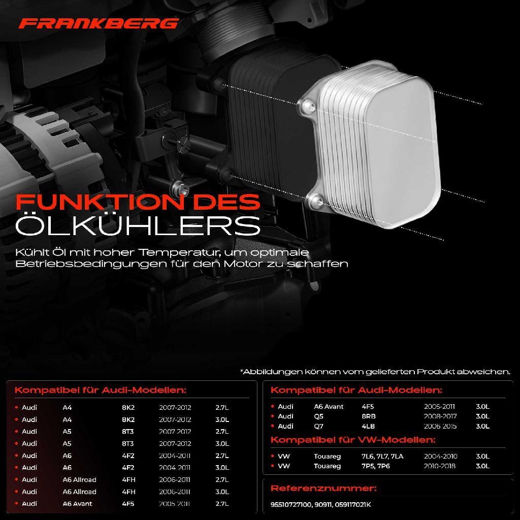 1x Ölkühler Motoröl für VW Phaeton Touareg Audi A4 8K B8 A5 A6 4F C6 Q5 Q7 2.7L 3.0L