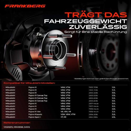 1x Radnabe Radlagersatz Hinterachse beidseitig für Mitsubishi Pajero III Canvas Top IV Van Klasseic Sport I Bild 1x Radnabe Radlagersatz Hinterachse beidseitig für Mitsubishi Pajero III Canvas Top IV Van Klasseic Sport I