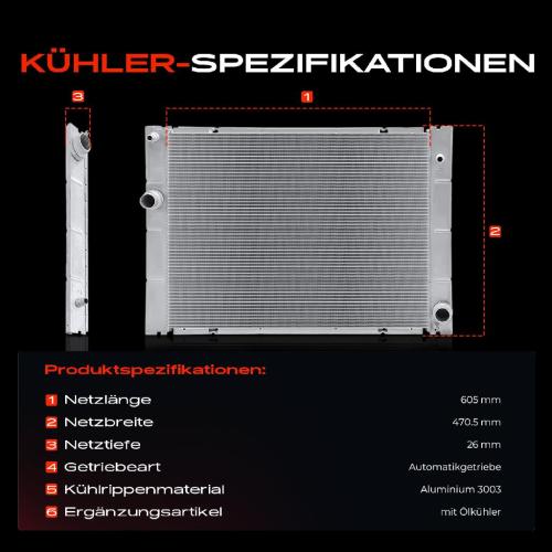 1x Kühler Wasserkühler Motorkühler für BMW 5er Touring E60 6er Cabriolet 7er E61 Bild 1x Kühler Wasserkühler Motorkühler für BMW 5er Touring E60 6er Cabriolet 7er E61