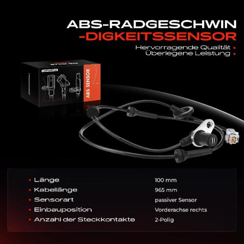 1x ABS Sensor Vorderachse rechts für Nissan X-Trail T30 2.0L 2.2L 2.5L 2003-2013 Bild 1x ABS Sensor Vorderachse rechts für Nissan X-Trail T30 2.0L 2.2L 2.5L 2003-2013