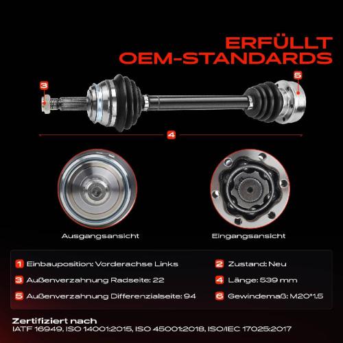 Frankberg 1x Antriebswelle Vorderachse Links für VW Golf Polo Jetta Caddy Seat Ibiza Toledo Cordoba Bild Frankberg 1x Antriebswelle Vorderachse Links für VW Golf Polo Jetta Caddy Seat Ibiza Toledo Cordoba