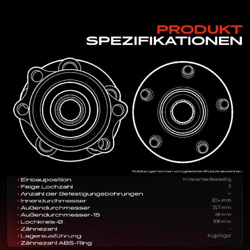 2x Radnabe Radlagersatz Hinten für Volvo S60 I S80 V70 II 2.0L 2.3L 1998-2010 Bild 2x Radnabe Radlagersatz Hinten für Volvo S60 I S80 V70 II 2.0L 2.3L 1998-2010