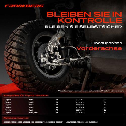 Frankberg 1x Querlenker Satz Vorderachse für Toyota Yaris Yaris/Vios Stufenheck 1.0L 1.3L 1.4L 1.5L 1.8L 2005-2014 Bild Frankberg 1x Querlenker Satz Vorderachse für Toyota Yaris Yaris/Vios Stufenheck 1.0L 1.3L 1.4L 1.5L 1.8L 2005-2014