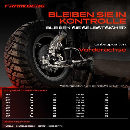 Frankberg 1x Querlenker Vorderachse für BMW 7er E38 2.5L 2.8L 2.9L 3.0L 3.5L 3.9L 4.0L 4.4L 5.4L 1994-2001 Bild Frankberg 1x Querlenker Vorderachse für BMW 7er E38 2.5L 2.8L 2.9L 3.0L 3.5L 3.9L 4.0L 4.4L 5.4L 1994-2001