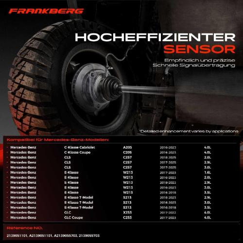 Frankberg 1x ABS Sensor Hinterachse beidseitig für Mercedes-Benz Marco Polo Camper W447 Vito Kasten Mixto (Double Cabin) Bild Frankberg 1x ABS Sensor Hinterachse beidseitig für Mercedes-Benz Marco Polo Camper W447 Vito Kasten Mixto (Double Cabin)