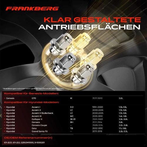 4x Radmutter für Hyundai Accent Elantra Santa Fé Tucson i20 i30 i40 iX35 Carens Bild 4x Radmutter für Hyundai Accent Elantra Santa Fé Tucson i20 i30 i40 iX35 Carens