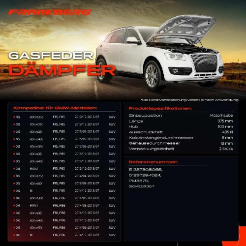 2x Gasfeder Dämpfer Motorhaube für BMW X5 F15 F85 X6 F16 F86 SUV 2013-2019 Bild 2x Gasfeder Dämpfer Motorhaube für BMW X5 F15 F85 X6 F16 F86 SUV 2013-2019