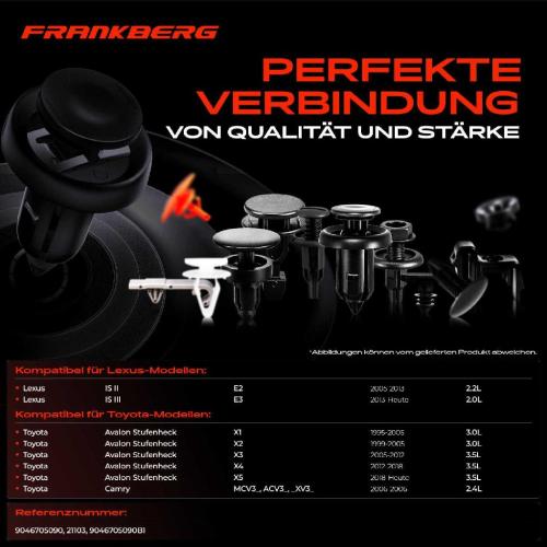 Frankberg 20x Befestigungsclips Stoßstange für Toyota Camry Corolla Compact Lexus IS II Bild Frankberg 20x Befestigungsclips Stoßstange für Toyota Camry Corolla Compact Lexus IS II