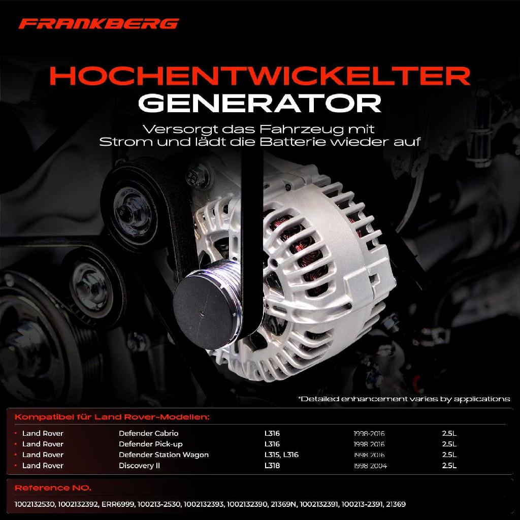 1x Lichtmaschine Generator für Land Rover Defender Discovery II 2.5 TD5 4x4
