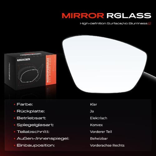 1x Spiegelglas Außenspiegel rechts für Citroën C3 III Van C4 Cactus Van Peugeot 208 I 308 II Bild 1x Spiegelglas Außenspiegel rechts für Citroën C3 III Van C4 Cactus Van Peugeot 208 I 308 II