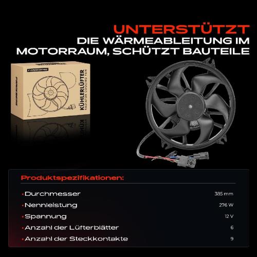 Frankberg 1x Motorkühller Einfachlüfter mit Kühlerlüfterrahmen Citroën C5 C6 Peugeot 407 2.0L-3.0L Bild Frankberg 1x Motorkühller Einfachlüfter mit Kühlerlüfterrahmen Citroën C5 C6 Peugeot 407 2.0L-3.0L