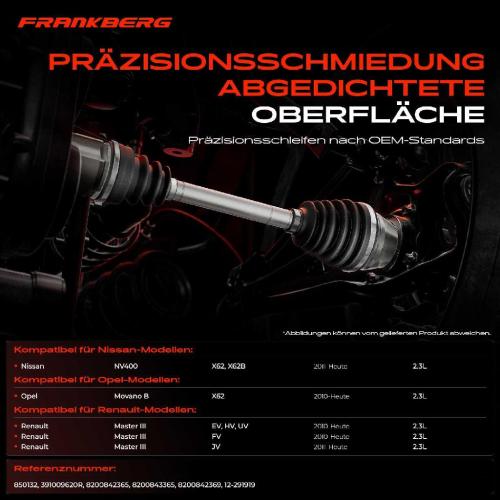 Frankberg 1x Antriebswelle Gelenksatz Vorderachse für Opel Movano B Nissan NV400 Renault Bild Frankberg 1x Antriebswelle Gelenksatz Vorderachse für Opel Movano B Nissan NV400 Renault