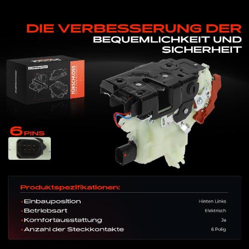 Frankberg 1x Türschloss Hinten Links für VW Golf V Variant VI Jetta III 1.4L 1.6L 1.9L 2.0L 3.2L 1.2L 2.5L 2006-2013 Bild Frankberg 1x Türschloss Hinten Links für VW Golf V Variant VI Jetta III 1.4L 1.6L 1.9L 2.0L 3.2L 1.2L 2.5L 2006-2013