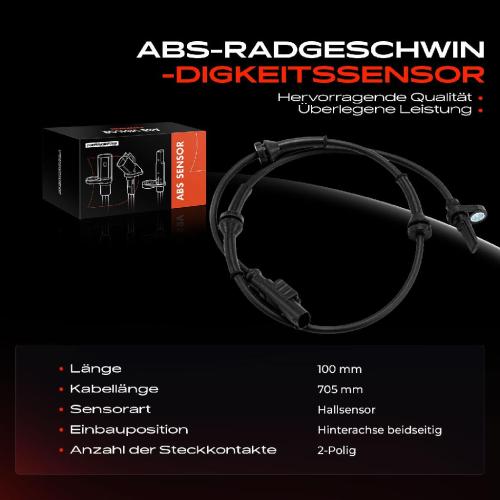 1x ABS Sensor Hinterachse beidseitig für Lancia Ypsilon 312 843 0.9L 1.0L 1.2L Bj ab 2010 Bild 1x ABS Sensor Hinterachse beidseitig für Lancia Ypsilon 312 843 0.9L 1.0L 1.2L Bj ab 2010