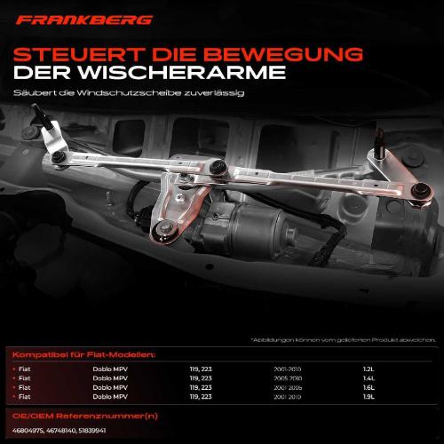 Frankberg 1x Wischergestänge Vorne für Fiat Doblo 119 Doblo Cargo 223 Bild Frankberg 1x Wischergestänge Vorne für Fiat Doblo 119 Doblo Cargo 223