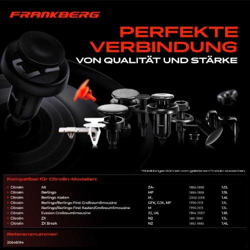 Frankberg 10x Befestigungsclips Stoßstange Hintertür für Citroën AX Berlingo ZX 406 407 605 607 806 Bild Frankberg 10x Befestigungsclips Stoßstange Hintertür für Citroën AX Berlingo ZX 406 407 605 607 806